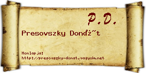 Presovszky Donát névjegykártya